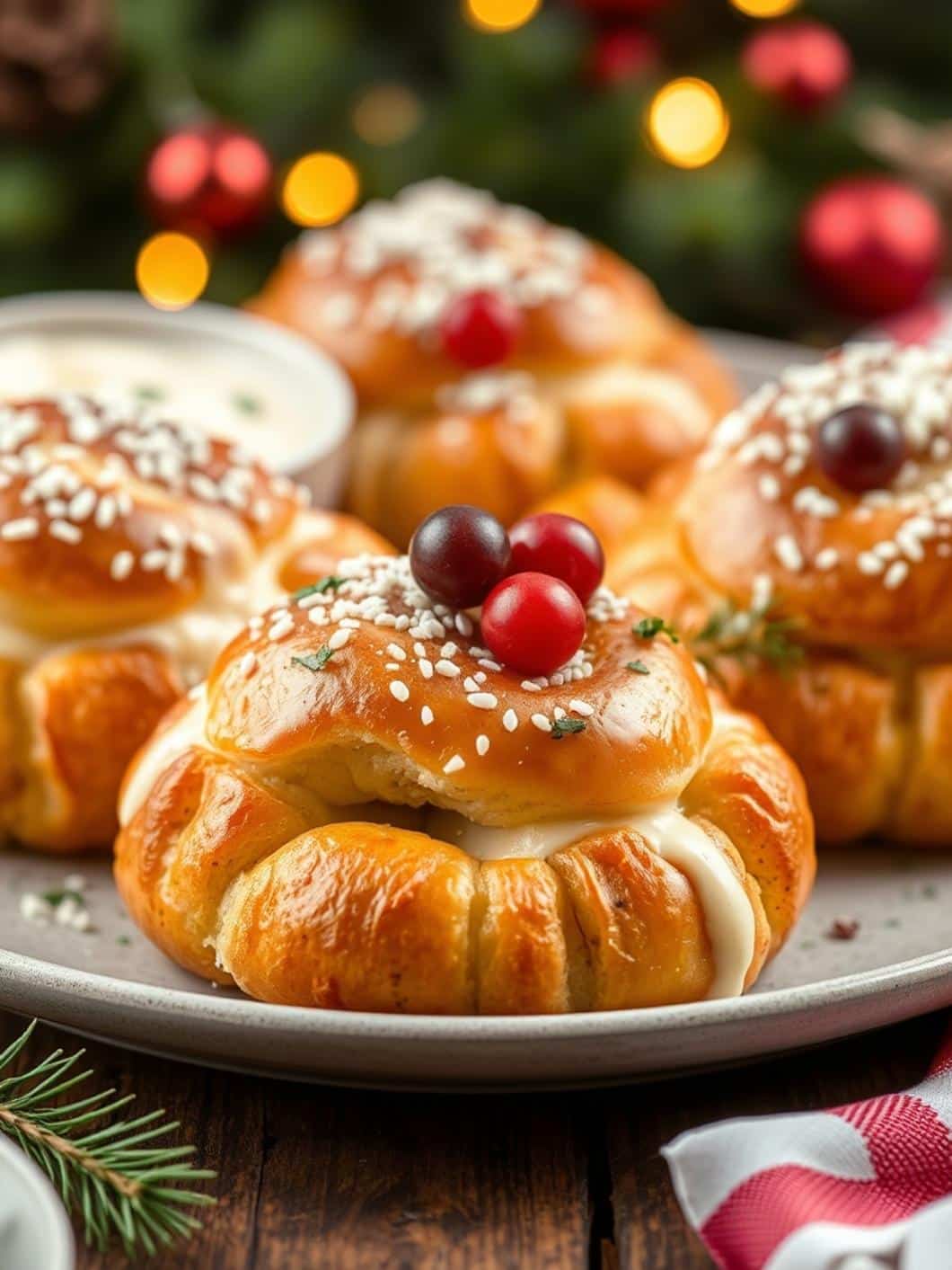Festive Cheesy Pull Apart Christmas Bread Appetizer