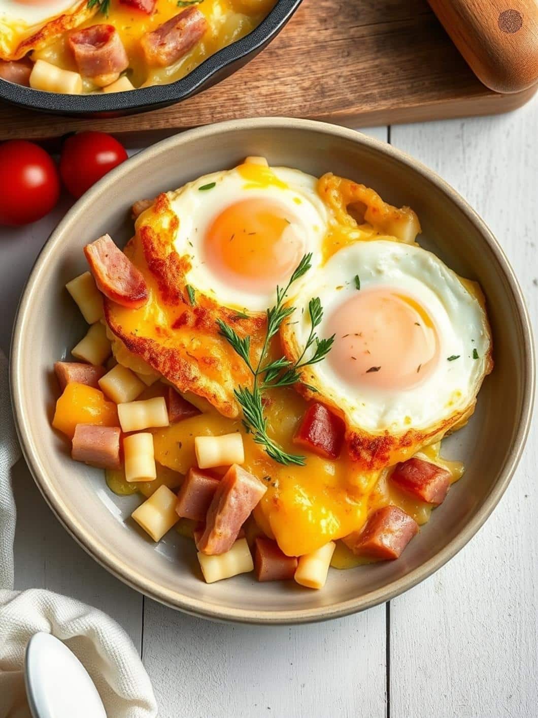 Quick Ham & Cheese Egg Bake Breakfast Recipe