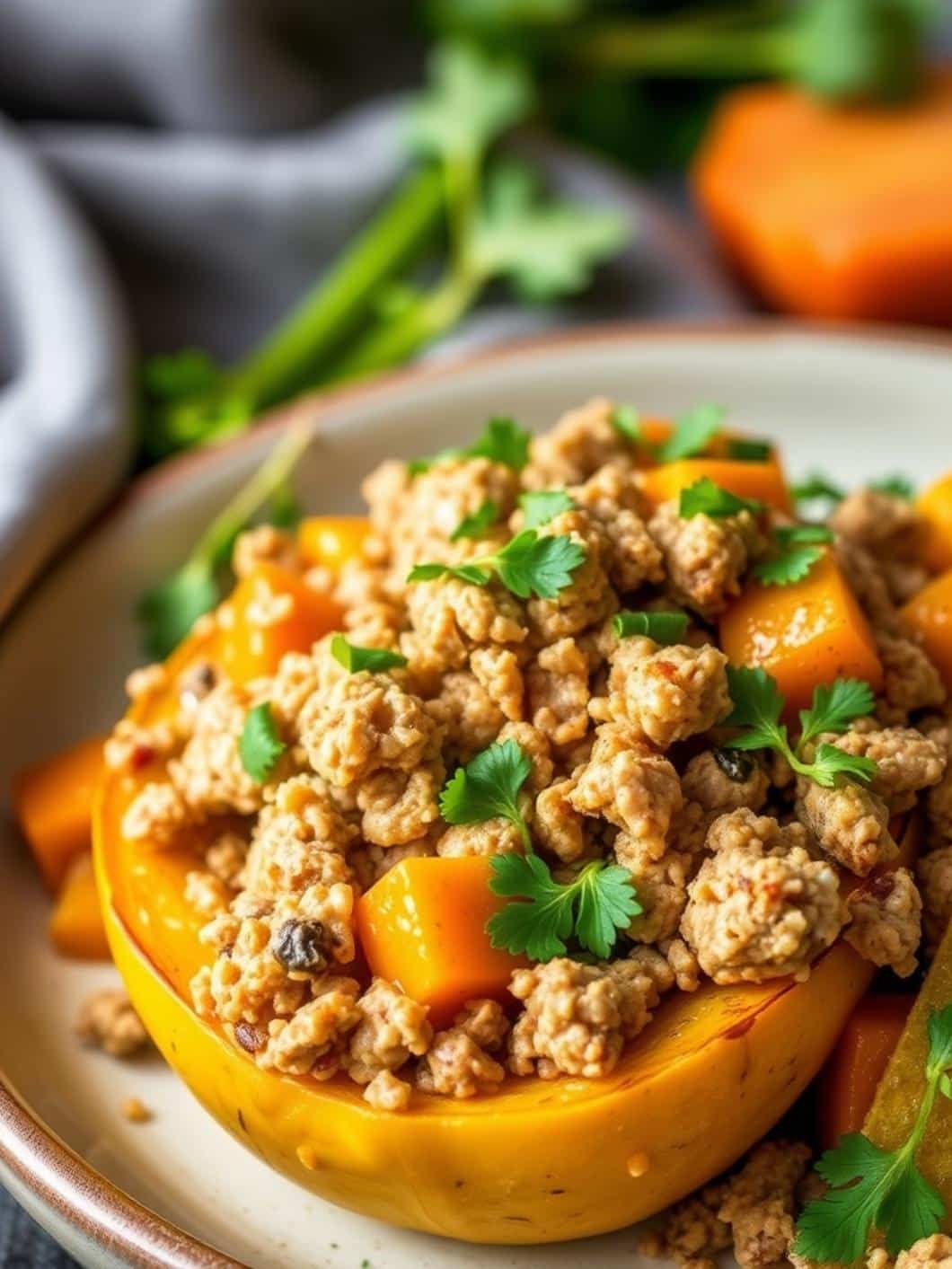 Roasted Butternut Squash with Ground Turkey Recipe