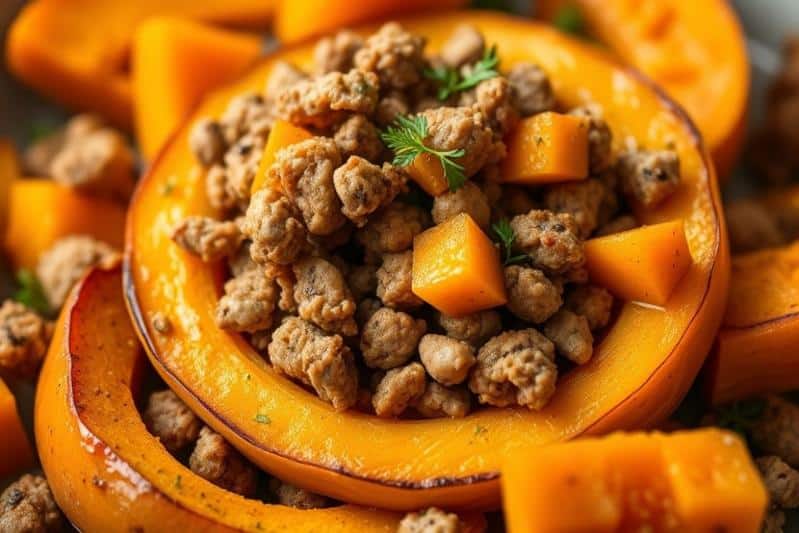 Roasted Butternut Squash with Ground Turkey Recipe