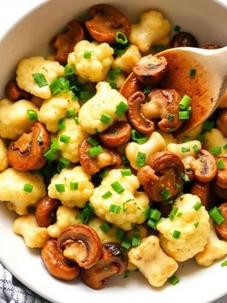 Easy Garlic Cauliflower Mushroom Skillet Recipe