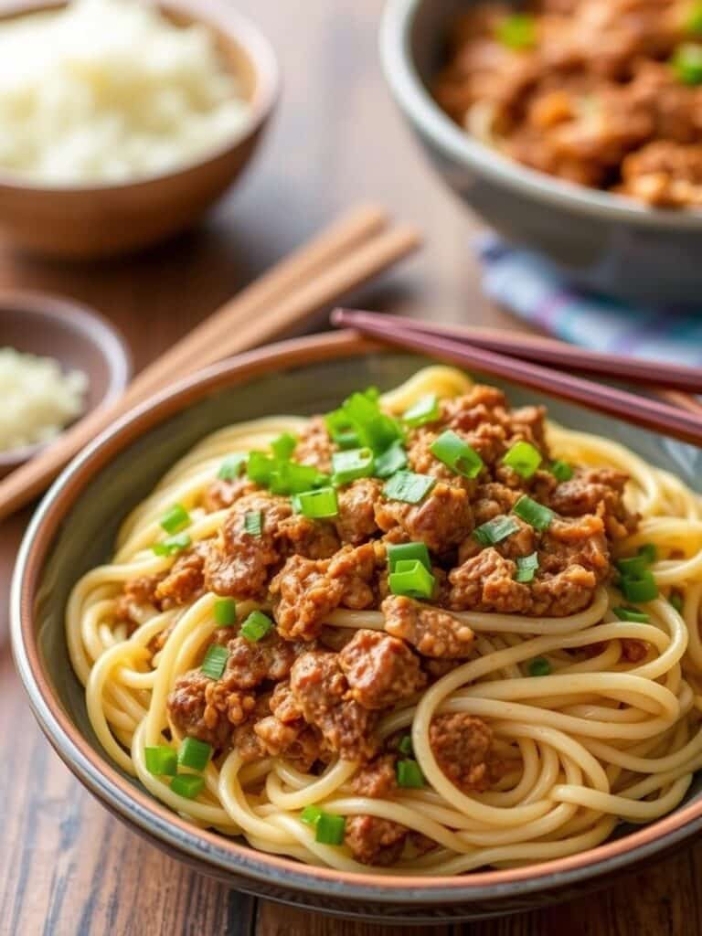 Mongolian Ground Beef Noodles Recipe