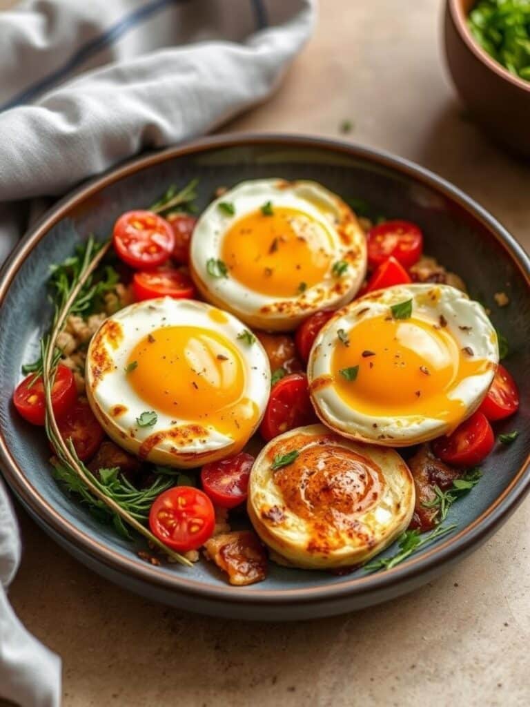 Mediterranean Baked Feta Eggs Breakfast