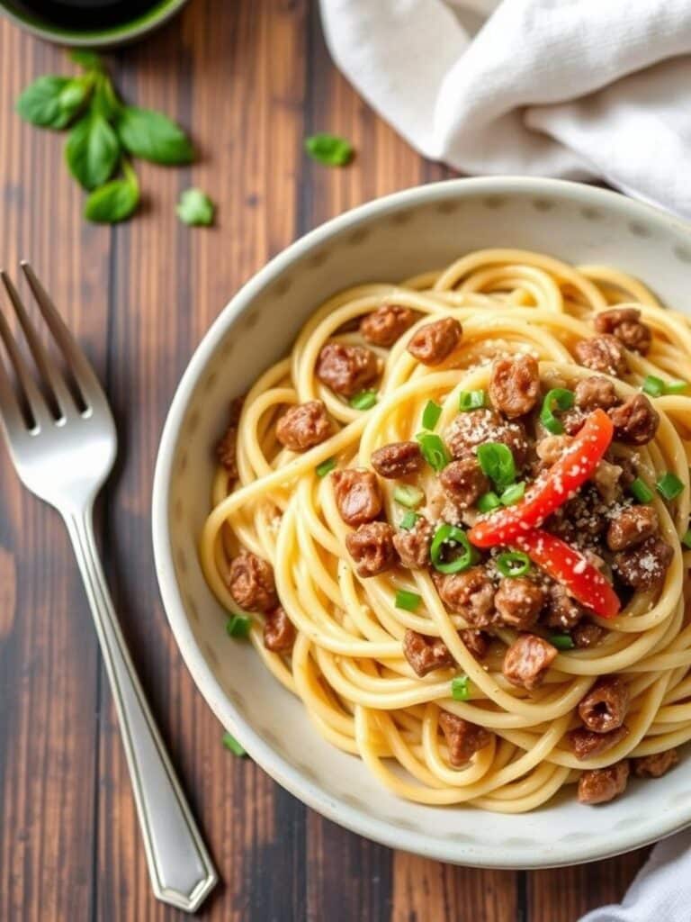 Easy High Protein Creamy Beef Pasta Recipe