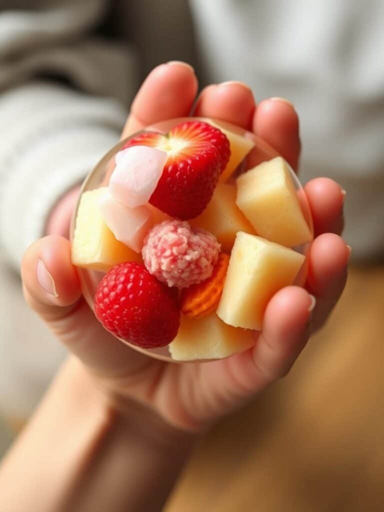 Simple healthy sweet snacks: Hand holding energy ball.