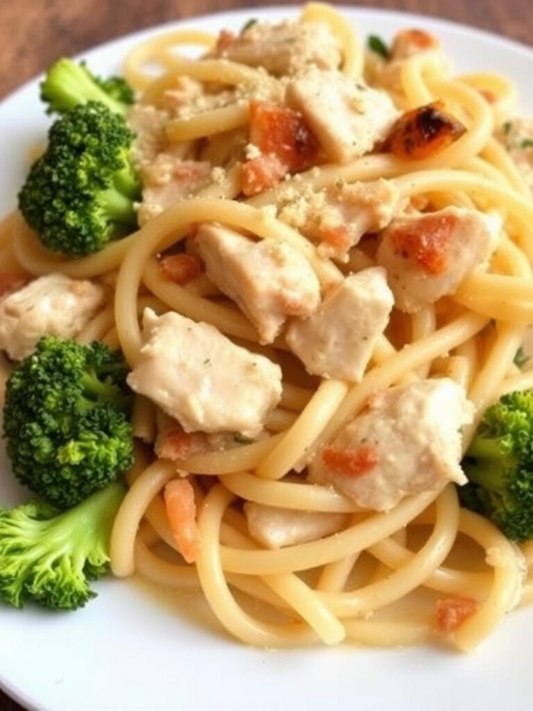 Chicken Broccoli Pasta : Fast protein meal.