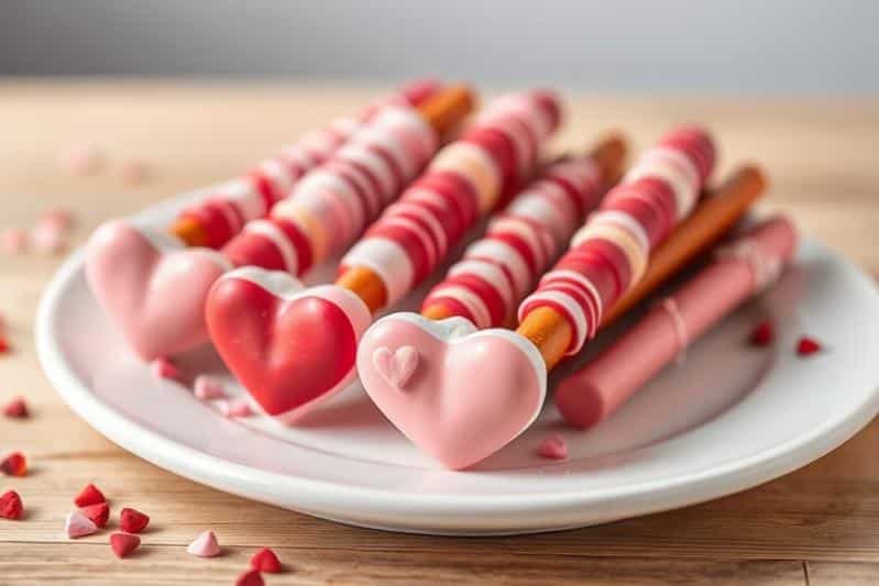 Cute Valentine Treats (Dipped Pretzel Rods)