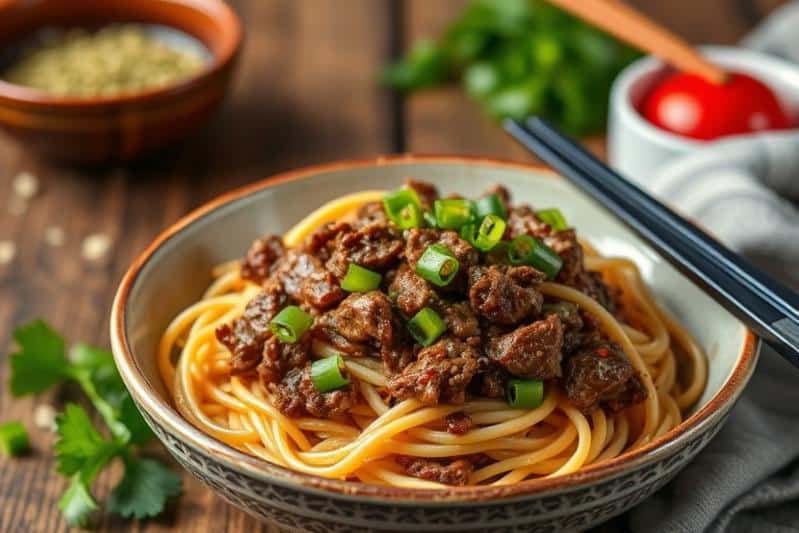 Mongolian Ground Beef Noodles Recipe