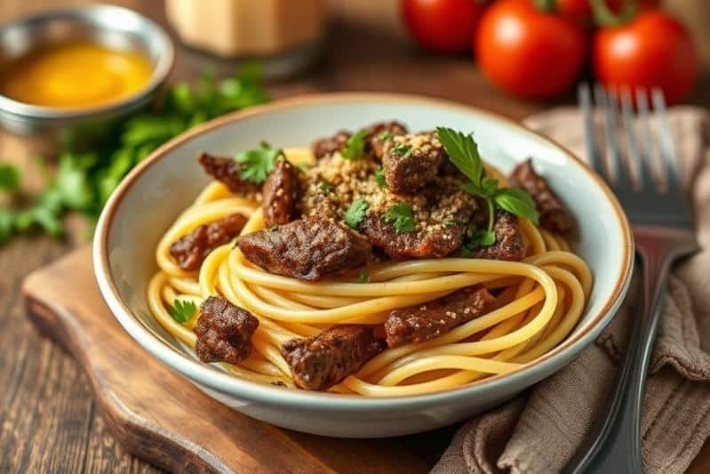 QUICK STEAK PASTA - Simple 5-Ingredient Recipe