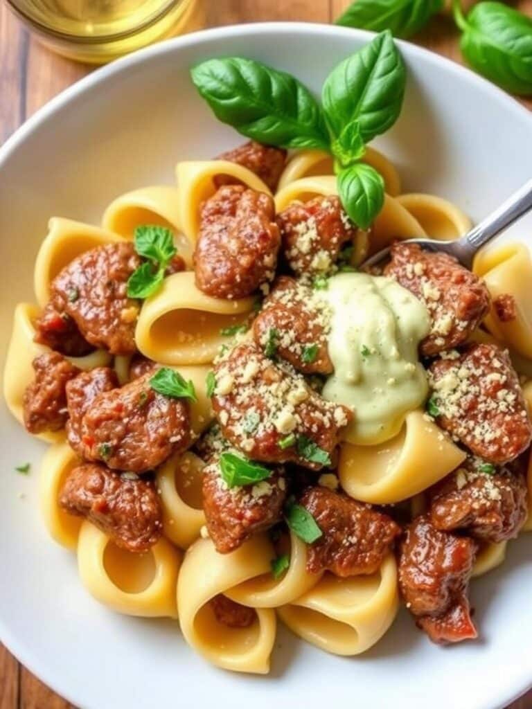 GARLIC STEAK TORTELLINI – Ready in 15 Minutes