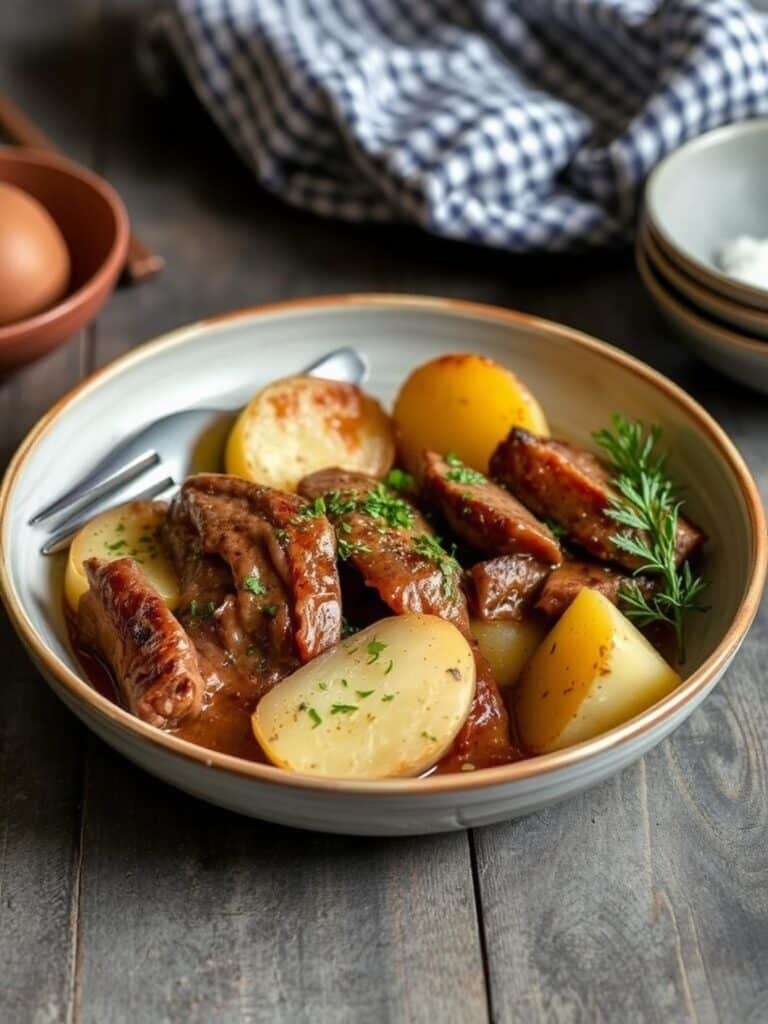 GARLIC STEAK AND POTATOES – Classic Comfort Dish