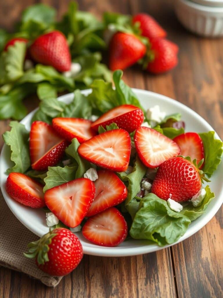 Fresh Strawberry Salad With Mixed Greens