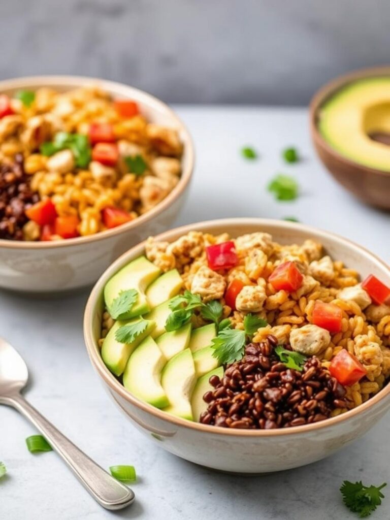 Brown Rice Chicken Burrito Bowls