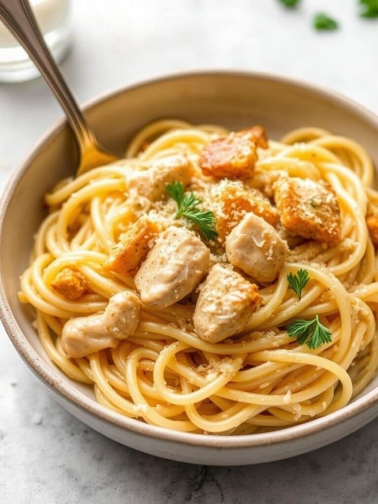GARLIC PARMESAN CHICKEN PASTA – Guilt-Free & Healthy
