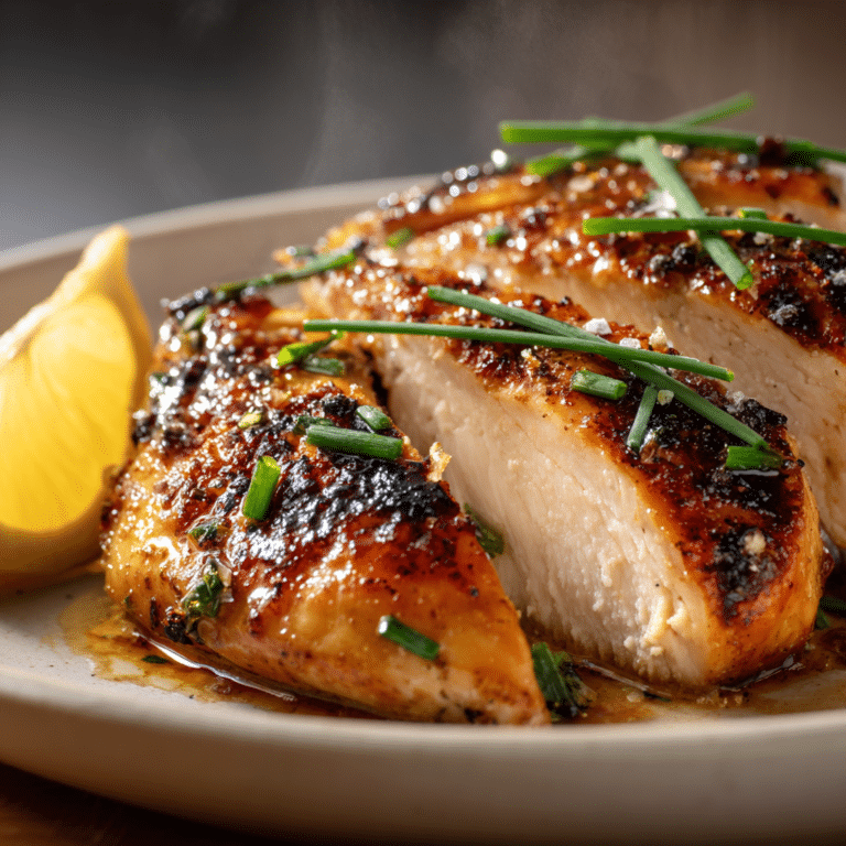 high protein low fodmap chicken breast sliced on plate