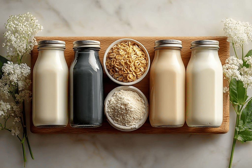 Safe low FODMAP milk alternatives for Cheerios breakfast including lactose-free and almond milk.