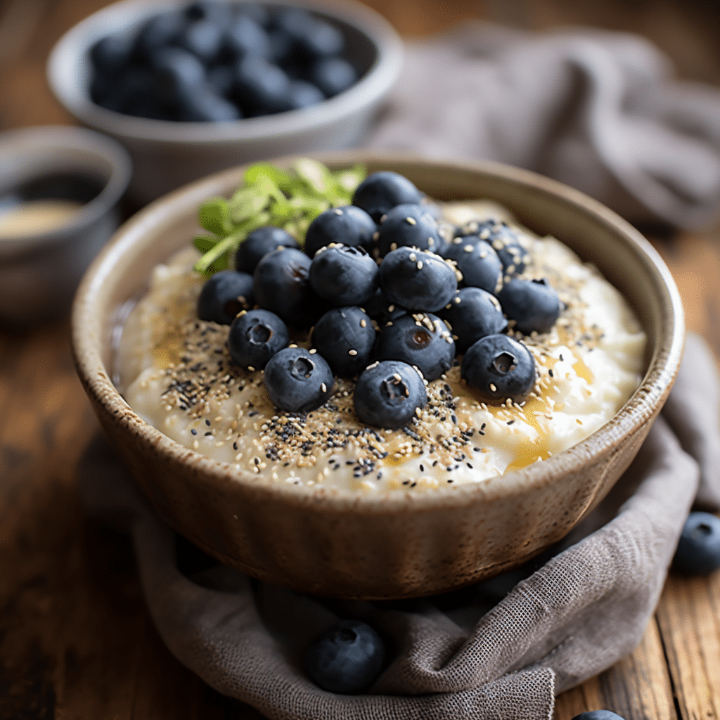low FODMAP oatmeal with blueberries certified gluten-free oats and lactose-free milk