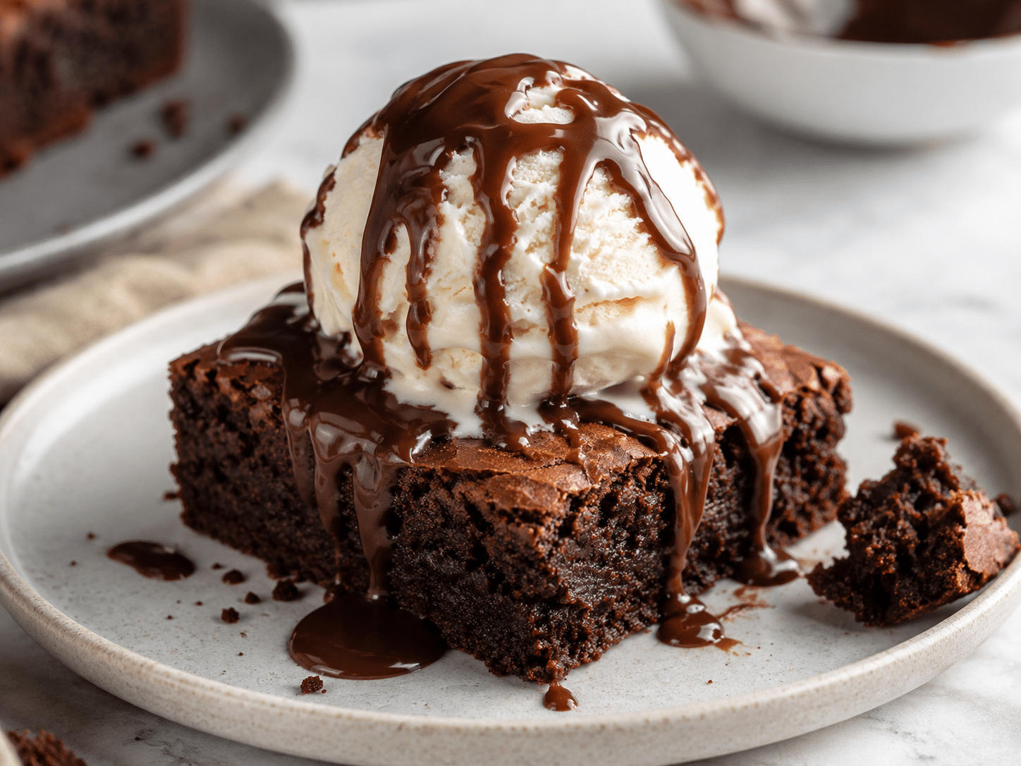 chocolate brownie sundae with hot fudge 06