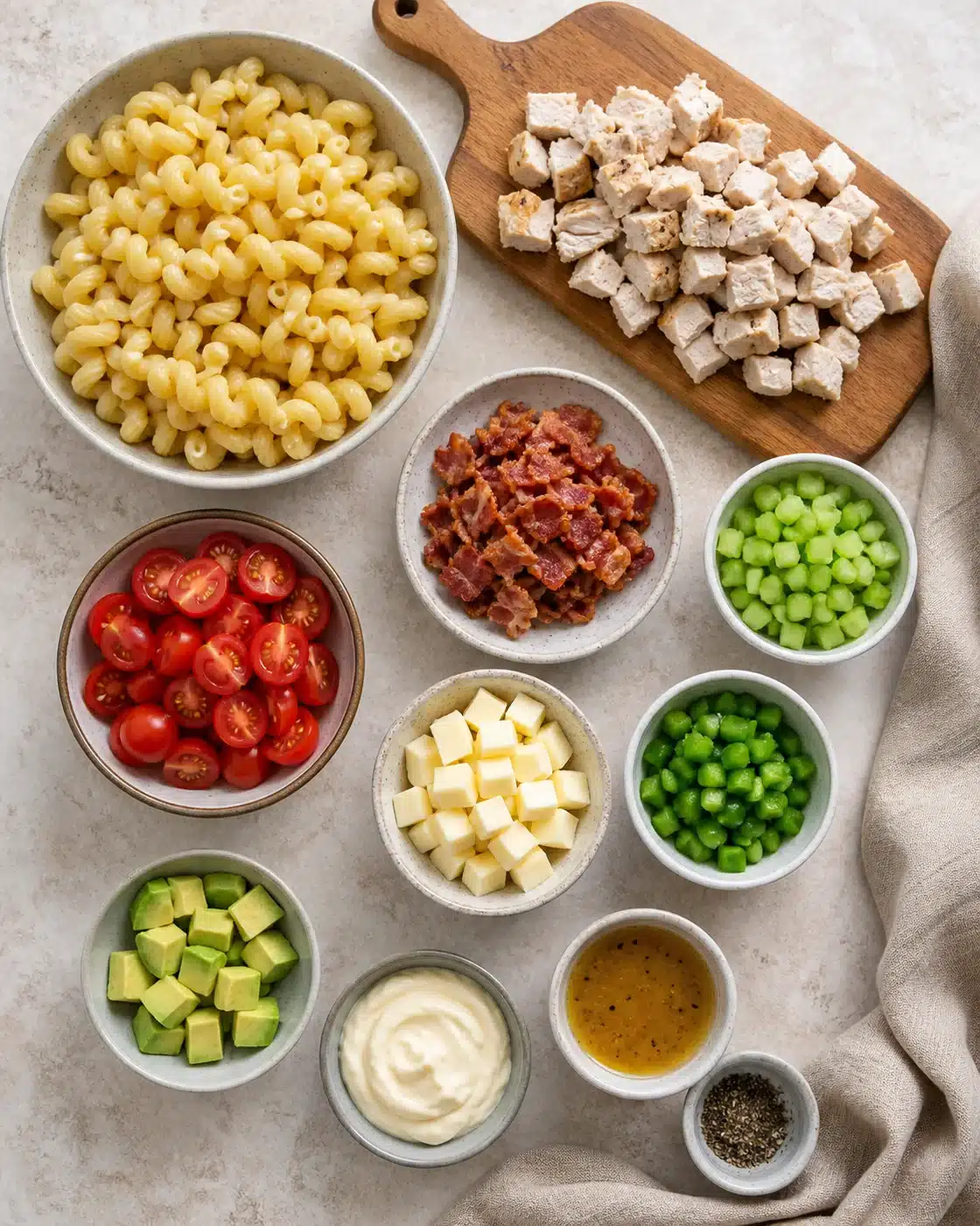 ingredients chicken club pasta salad