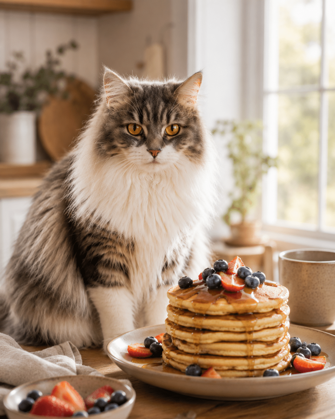 mochi beside pancakes with berries 03