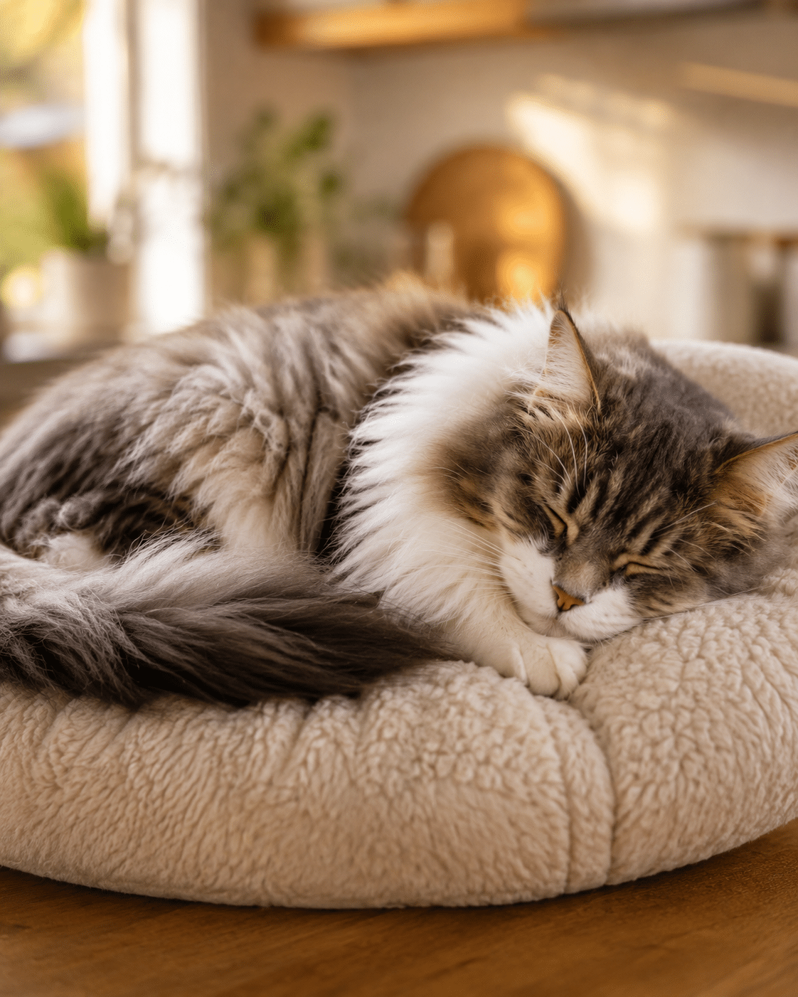 mochi sleeping in soft bed 04