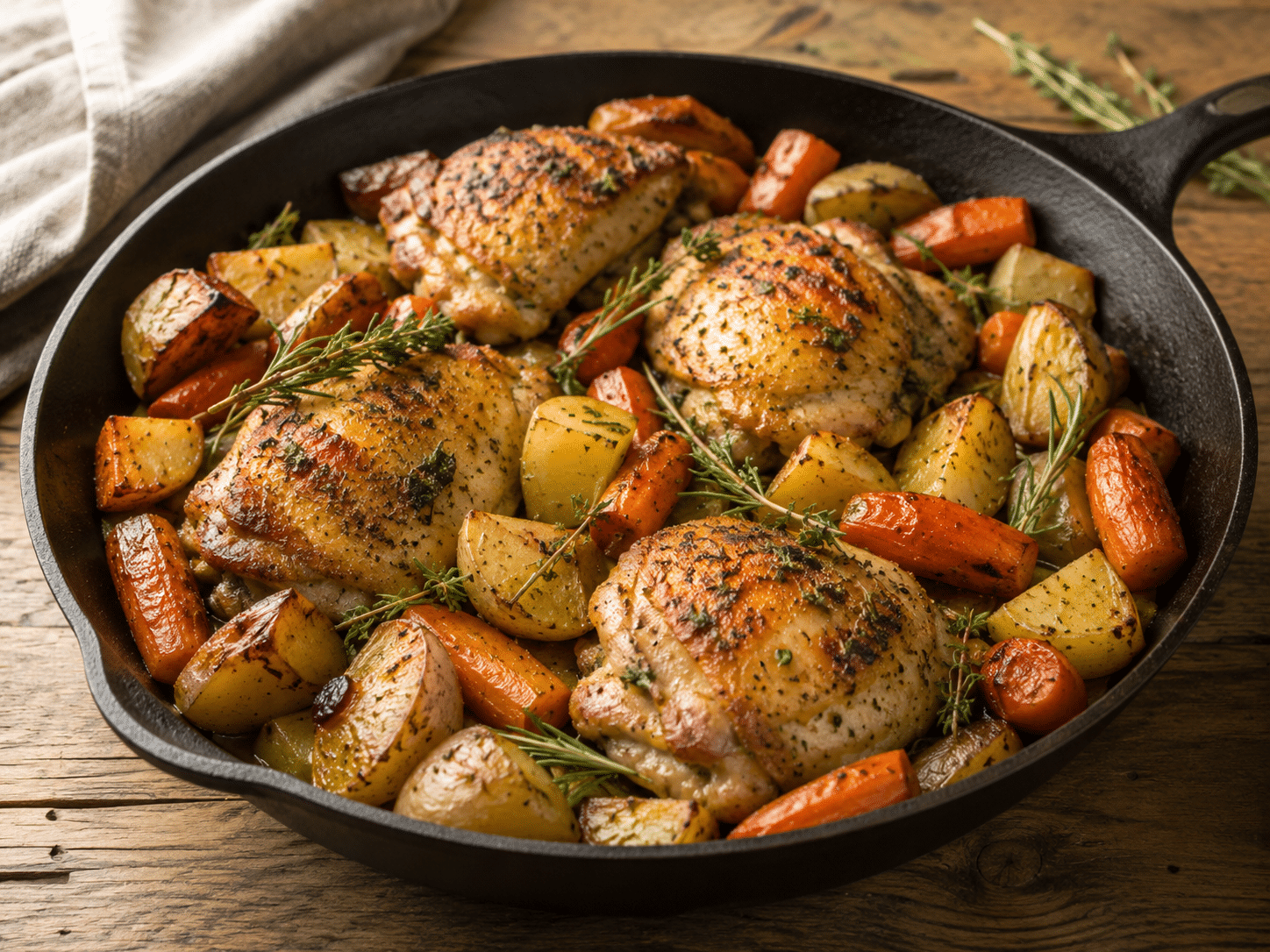 skillet roasted chicken with potatoes and carrots 05 1