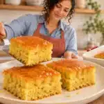 Honey Butter Cornbread with golden crust, tender yellow crumb and a honey butter glaze