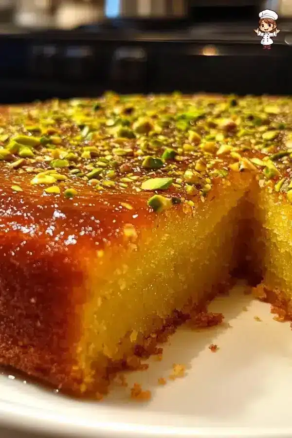 saffron pistachio basbousa 1