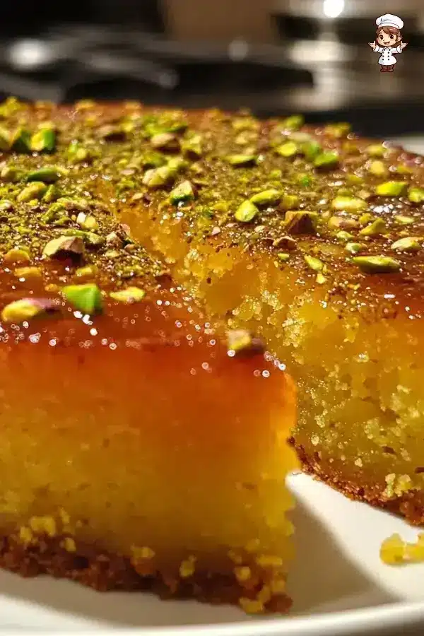 saffron pistachio basbousa 3