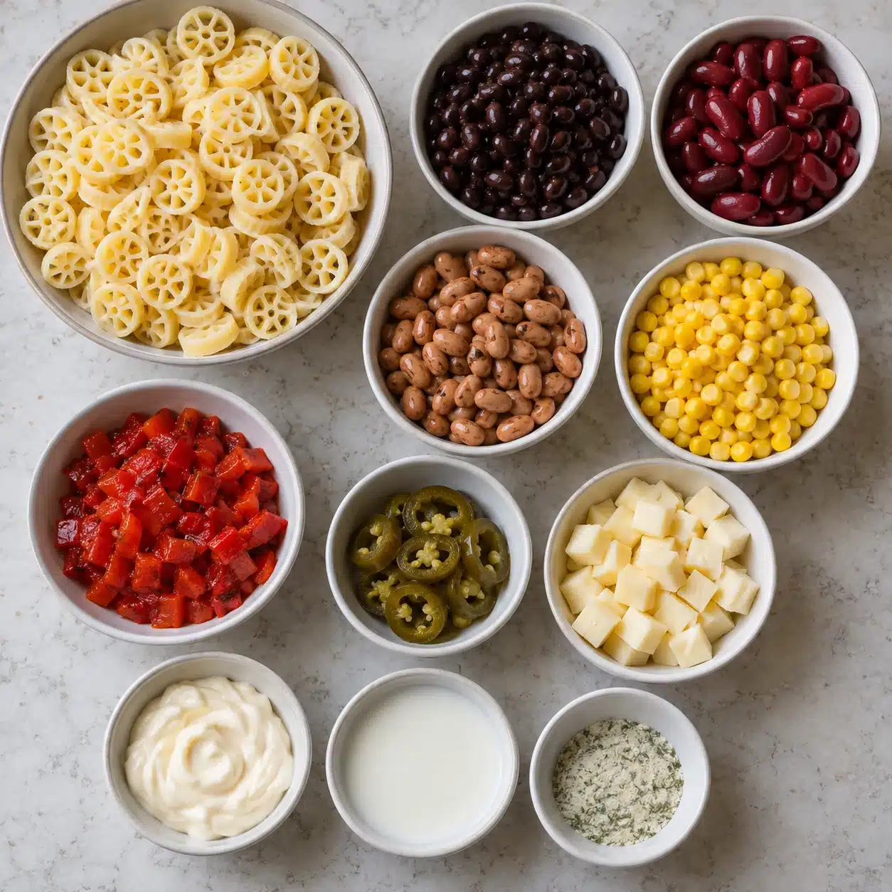 southwest pasta salad 02 ingredients